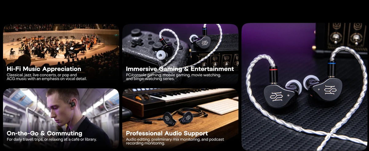 SIMGOT SuperMix 5 1BC+1DD+2BA+1MP in Ear Monitor Bone conduction HiFi Earphone with Detachable Silver-Plated OCC Litz Cable