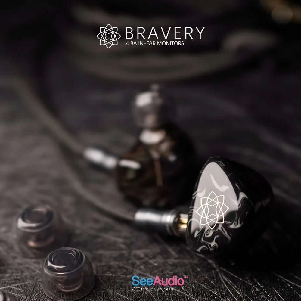 SeeAudio Bravery Black | 4 Balanced Armature Transducer Earphone