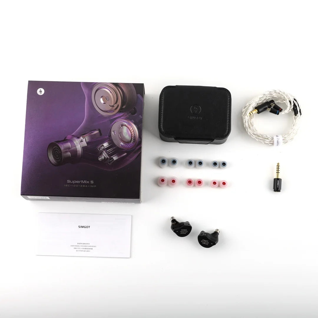 SIMGOT SuperMix 5 1BC+1DD+2BA+1MP in Ear Monitor Bone conduction HiFi Earphone with Detachable Silver-Plated OCC Litz Cable