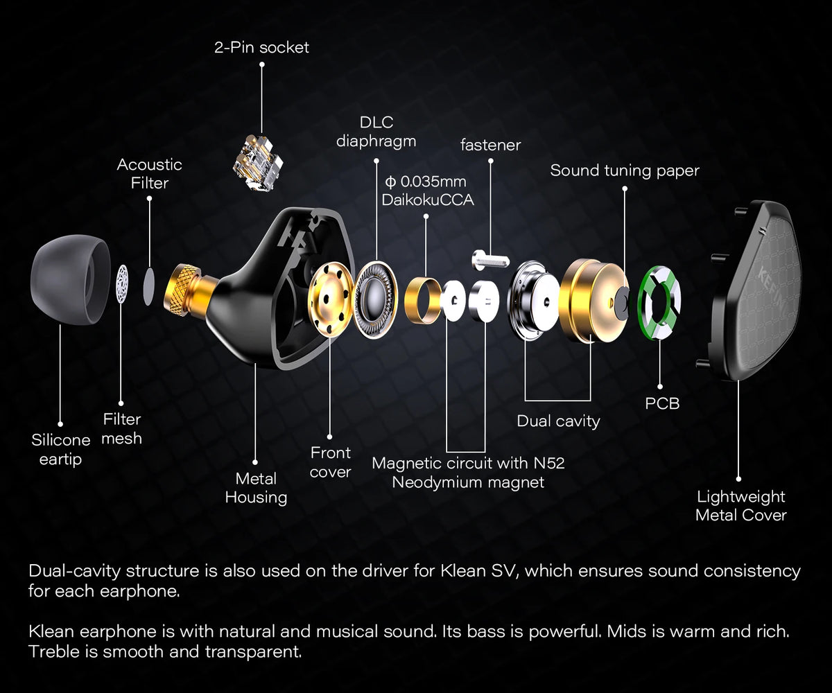 KEFINE Klean SV | 10mm DLC Diaphragm Dynamic Driver