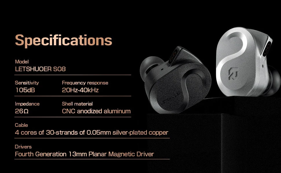 Letshuoer S08 | 4th Generation Dual-coil 13mm Planar Magnetic Transducer Technology