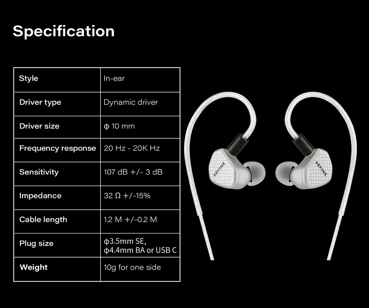KEFINE Klean SV | 10mm DLC Diaphragm Dynamic Driver