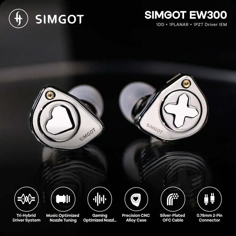 SIMGOT EW300 | 1DD+1Planar+1PZT Technologies
