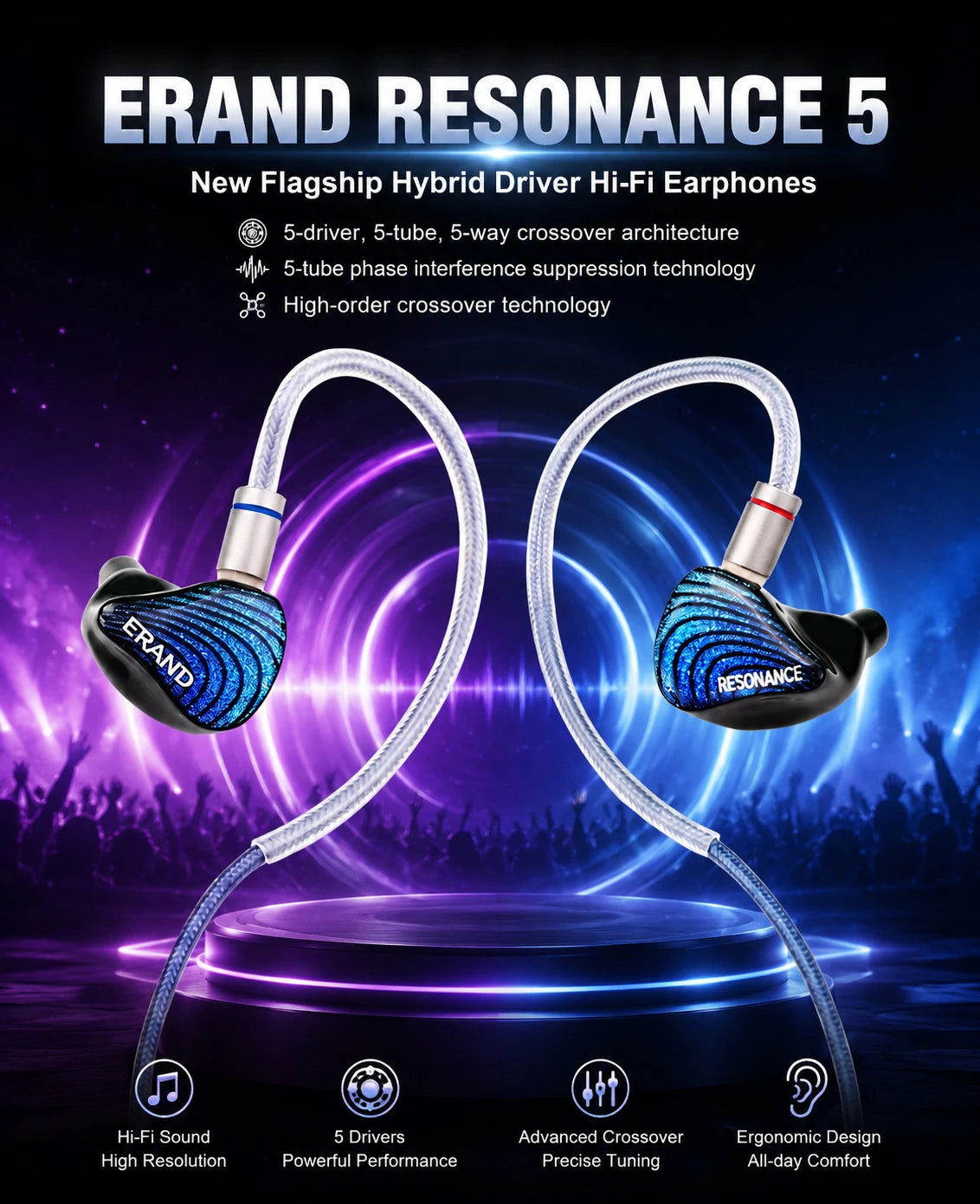 ERAND RESONANCE 5 | 2DD+2BA+1MP Hybrid Transducer IEMs