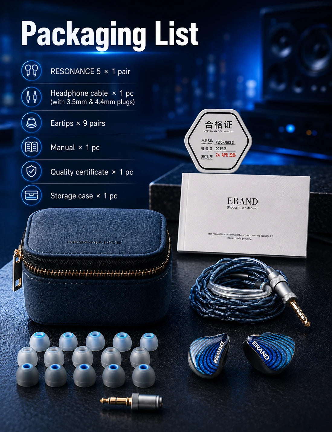 ERAND RESONANCE 5 | 2DD+2BA+1MP Hybrid Transducer IEMs